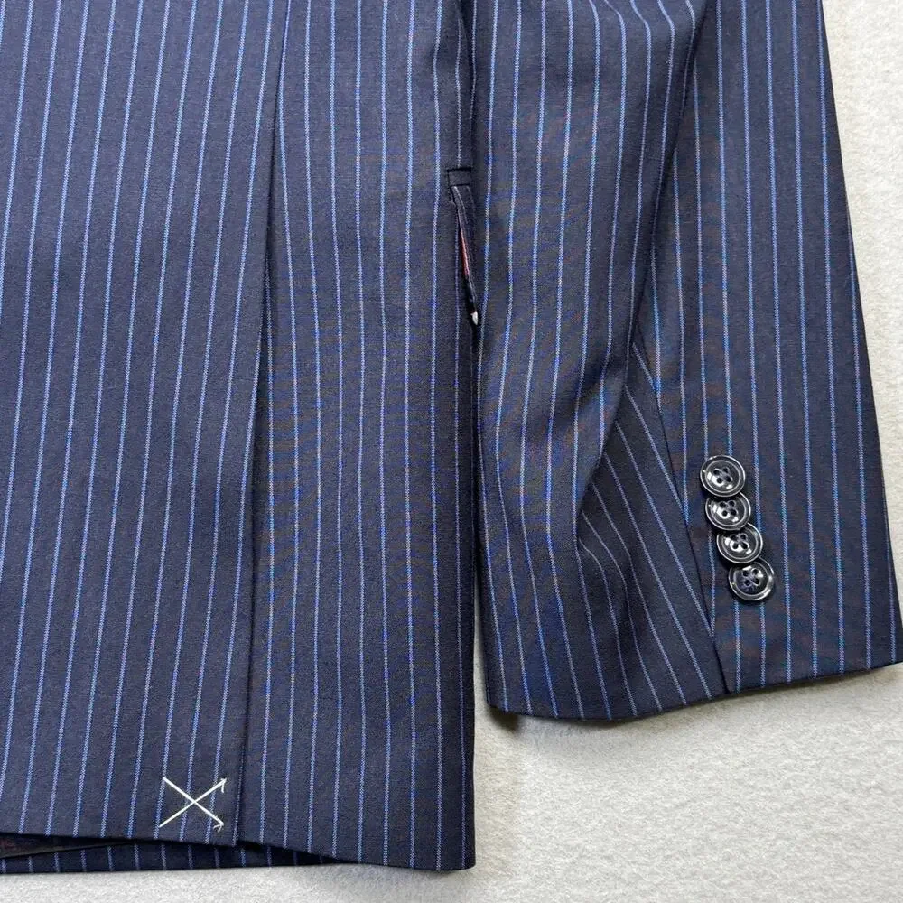 Sean John Men's Classic-Fit Stripe Suit Jacket - Navy Blue 36R $360